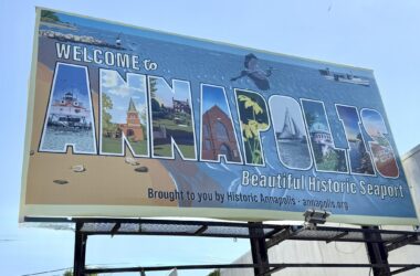 Billboard in downtown Annapolis Presented by Historic Annapolis.