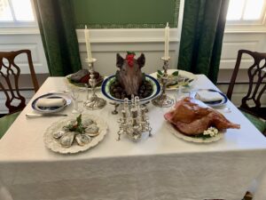Luxury colonial-era exotic foods on a table