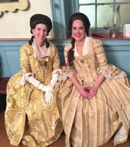 Kerry McClure and Gema Gonzalez portraying colonial Annapolitan loyalists Mrs. Dulaney and Mrs. Calvert